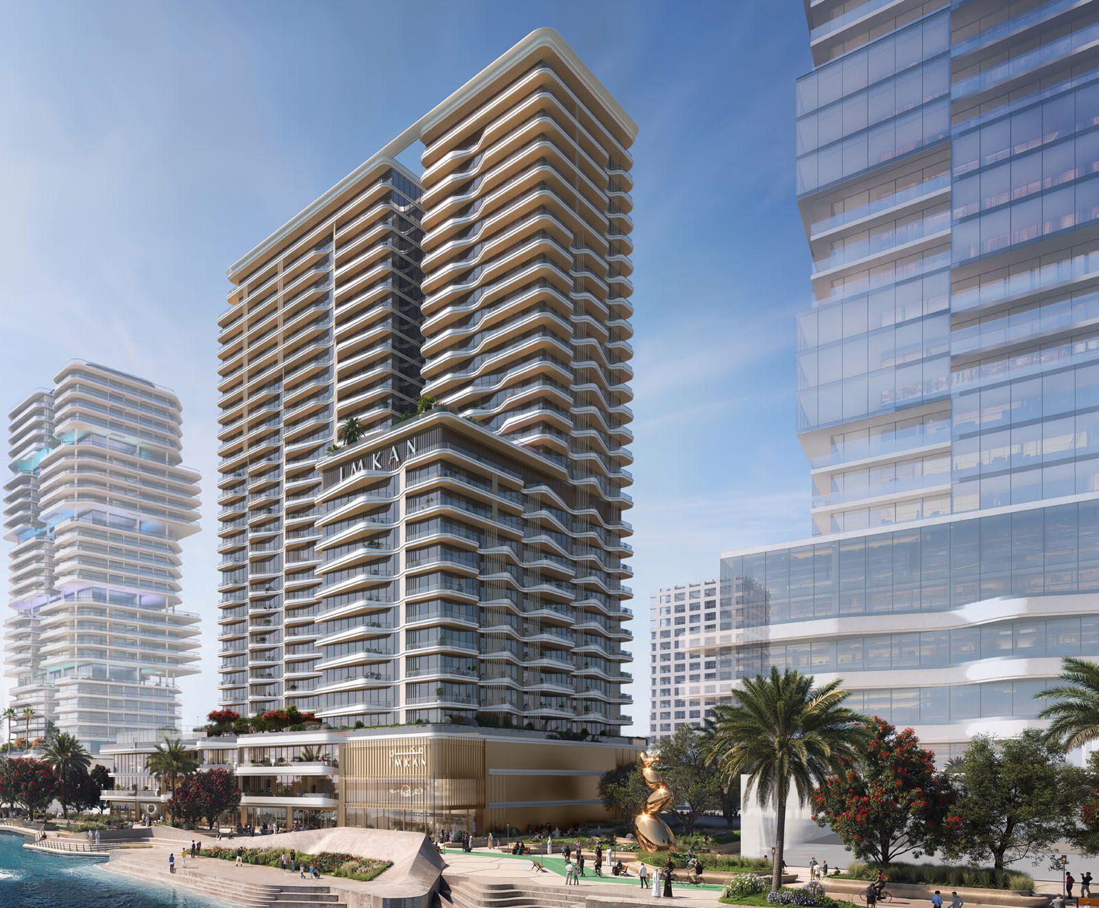 Sunstone by IMKAN Abu Dhabi slider showing luxury waterfront apartments and panoramic sea views on Al Reem Island.